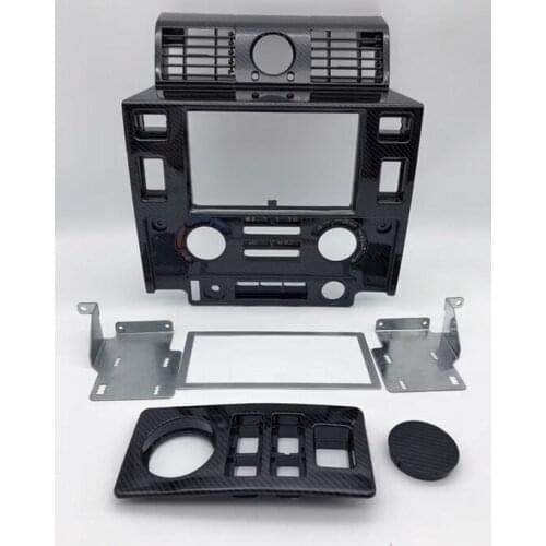 Car styling Stereo Double 2 Din Dash Kit dashboard center console for Land Rover Defender glossy black matt black CARBON LOOK