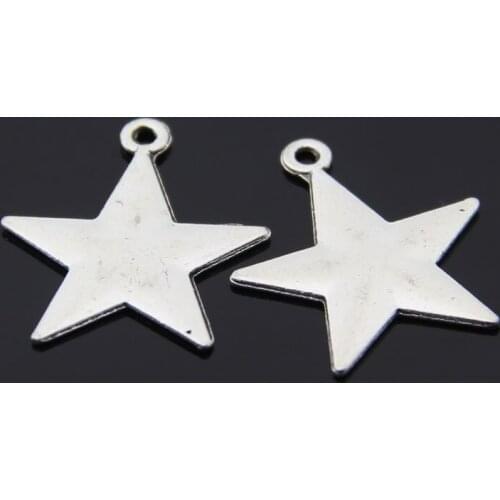 Free Shipping smooth Bright star charm pendant 40pcs 22*21mm antique silver fit bracelet necklace diy metal jewelry making