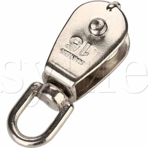 Silver M15 Stainless steel 304 Single Wheel Swivel Pulley Block 15mm