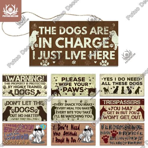 Putuo Decor Dog Signs Plaque Wood Friendship Wooden Pendant Hanging Sign for Wooden Hanging Dog House Decoration Shabby Chic
