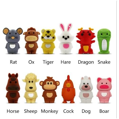 Animal USB Flash Drive16g 32g FashionUSB custom flash drive silica gel cartoon mini gift pen usb thumb drive snake/bear/dog fast