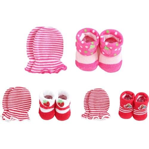 3 set/lot Newborn Baby Socks+Gloves sets for Boys Girls 0-3 Months Infant Cotton Knitted Soft Cute Unisex Baby Accessories Gift