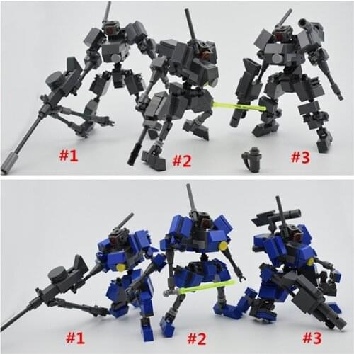 MOC Small Mecha Guards Model Small Particle Building Blocks Educational Toy Set for DIY