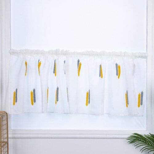 Kitchen Short Curtain Embroidery Half-curtain Soft Durable Cabinet Drapes Washable Curtain Partition for Home Living Room Decor