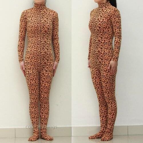 Fancy Dress Party leopard print Unisex Spandex Zentai costume dancewear Unitard Bodysuit No Hood & Hands