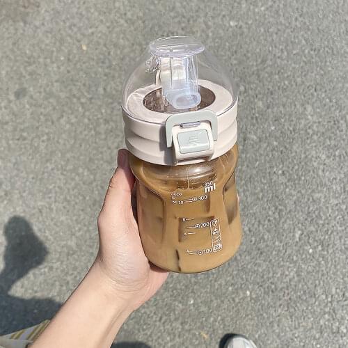Cute Water Glass Minimalism Plastic Cup Summer High Temperature Resistant Drop-Proof Leak-Proof Portable Outdoor Cup with Straw