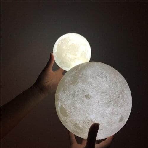 Moon Lamp Rechargeable 2colors LED Moon Night Cosplay Light Figure Model Touch Control Usb Home Christmas Gift 3D Print