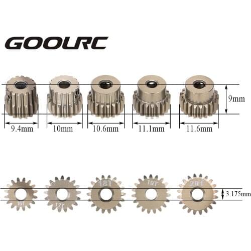 GOOLRC 48DP 3.175mm 16T 17T 18T 19T 20T Pinion Motor Gear for 1/10 RC Car Brushed Brushless Motor Car P