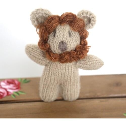 Stuffed Animal Toy Knit Mohair Lion Toy Newborn Photography Props Woodland Animal Easter Day Gift