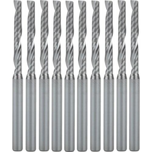10pcs 3.175*2.5*22mm Single Flute Bit Carbide End Mill Set, CNC Router End Mills for Wood Cutter Milling