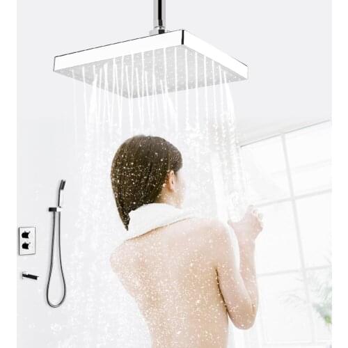 8" Inch Square Chrome Face Rainfall LED Shower Head 7 Colors Changing Romantic Light Home Water Saving