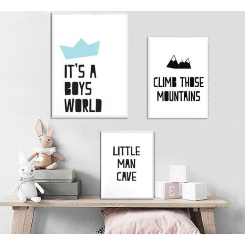 Little Baby Boy Letter Posters Cartoon Nursery Canvas Art Print Painting Wall Decorative Picture Nordic Kids Bedroom Decoration