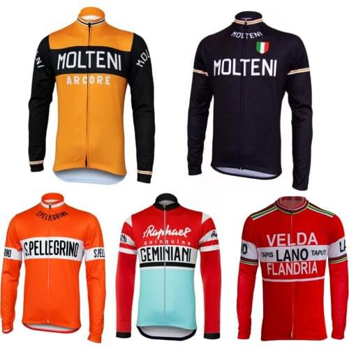 New Classical Retro Team Cycling Jersey Long Sleeves Thin OR Winter Thermal Fleece Customized Road Mountain Race Top OROLLING