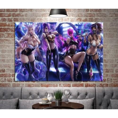 1 Piece Decorative Painting Poster New Fashion Office Home Mural Sexy Girl KDA Legends League Game Painting Wholesale