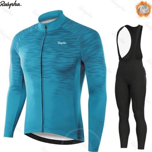 2021 New Warm Winter Thermal Fleece Cycling Clothes Mens Jersey Suit Outdoor Riding Bike MTB Clothing Bib Pants Set
