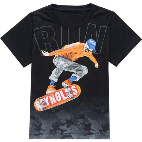 New 4T-14T Summer Hot Sale Boy Or Girl T-Shirt 3D Skate Print Short-Sleeved Round Neck