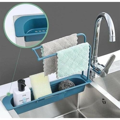 Punch-Free Telescopic Storage Drain Rack Drain Basket Sink Rack for Home Kitchen Kit Sponge Drain Basket Wipe Storage Shelf