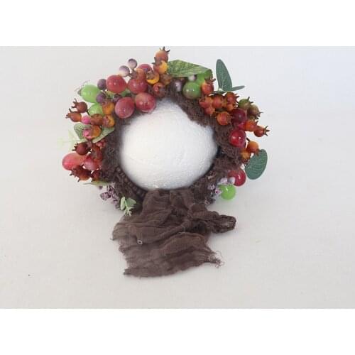 Lovely Pink Floral Bonnet Photography Props Baby Girl Handmade Flower Hat Photo Props Infant Beanie