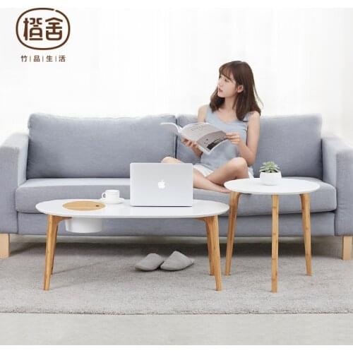 Nordic Simple Coffee Table Small Apartment Living Room Table Bamboo Solid Wood Coffee Table Table Dining Table Dual-use