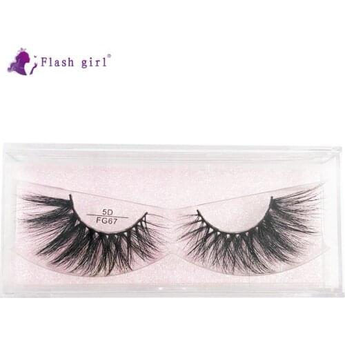 Flash Girl Own Brand Eyelashes FG67 1Pair 5D Bulk Mink Eyelashes Extensions Luxury Mink Eyelashes Custom Packaging