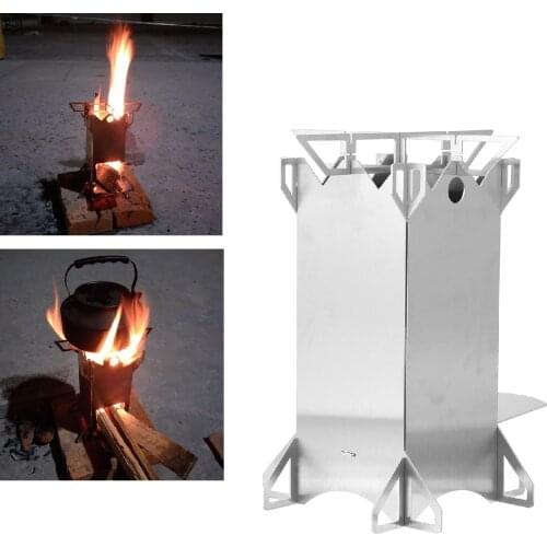 Garden Fire Pit Outdoor Camping Fireplace Portable Split Brazier Stainless Steel Silver Folded Picnic Card Rocket Heating Stove