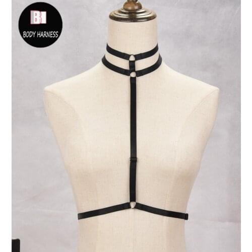 Sexy Pastel Goth Body Harness cage bra kawaii harajuku cage bra black Bondage harness Bra lingerie