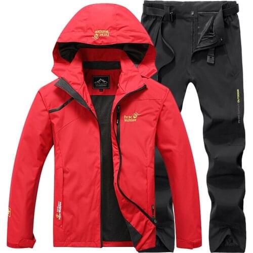 Spring Autumn Hiking Jackets Pants Suits Women Windproof Hooded Coats Trousers Outdoor Camping Trekking Sport Windbreaker Sets