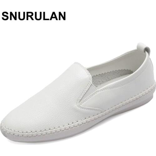 SNURULAN Genuine Leather Sneakers Size 35-43 New 2017 Classic Women Casual Shoes Spring Autumn Women Flats Fashion Shoes Woman