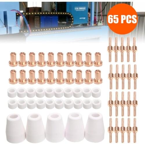 65pcs/lot Plasma Cutter Machine Welding Accessories Cutting Nozzles Electrodes Combustion Caps For PT31 CUT 30 40 50