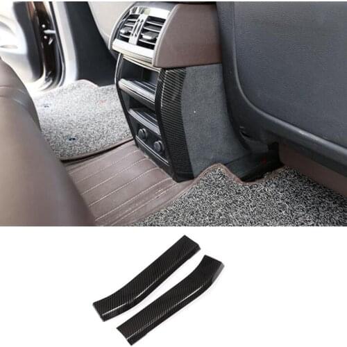 YAQUICKA Carbon Fiber Style Car Interior Rear Armrest Air Conditioner Outlet Vent Strip Cover Trim Styling For BMW X5 X6 2014-18