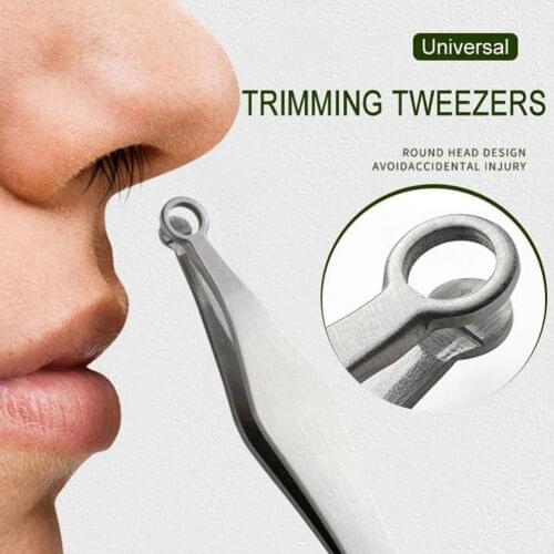 Universal Nose Hair Trimming Tweezers Round Tip Eyebrow Tweezer Perfectly Steel Nose Hair Removal Tweezers