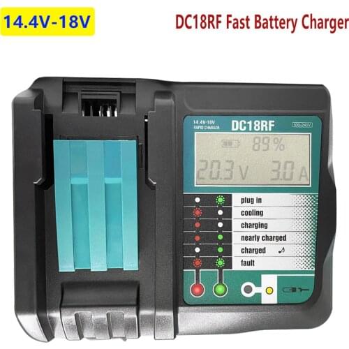 DC18RC 14.4V-18V 3.5A Li-Ion Battery Charger for Makita Battery BL1830 BL1840 BL1850 with LED Screen USB Port Fast Charger