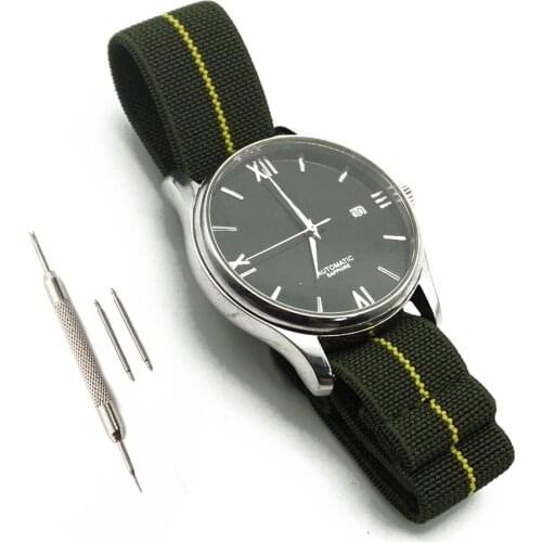 Green/Yellow 20mm 22mm French Troops Parachute Bag Watchband Nato Elastic Nylon Belt Watch Strap Bracelet Military Watch Band