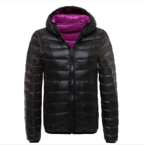 Winter Women Down Jacket Hooded Ultra Light Down Jackets Two-side Wear Women jacket 90% White Duck Down Winter Coat