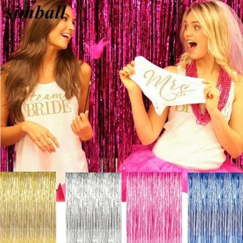 1PC Gold Silver Blue Red Foil Fringe Tinsel Curtain Tassel Wedding Christmas Xmas Birthday Party Photography Backdrop Decoration