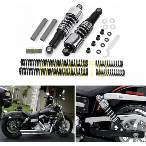 2pcs Chrome Steel Complete Front Rear Shock Absorber Lowering Kit for Harley Touring Road King Electra Glide FLT FLHT FLTR 84-13