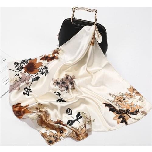 2021 Women Silk Scarf Square Lady Hair Shawl Wraps Print Designer Bag Scarves Neck Foulard Bandana Summer Head Hijab Kerchief