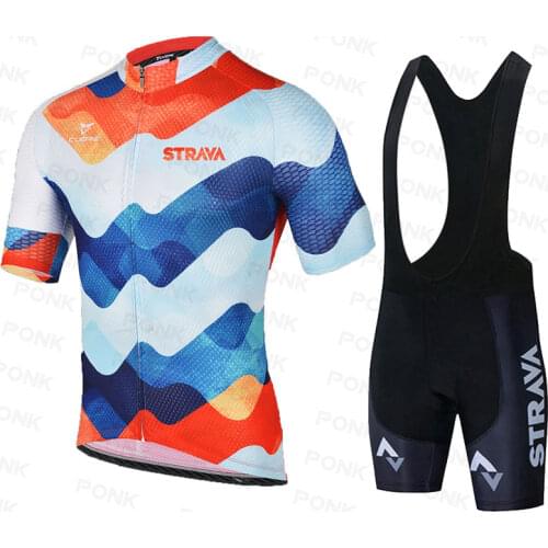 2021 STRAVA Pro Bicycle Team Short Sleeve Maillot Ciclismo Mens Cycling Jersey Set Summer breathable Cycling Clothing