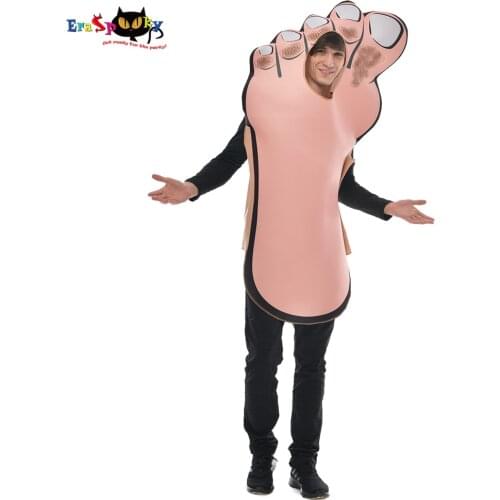 Eraspooky 2020 Funny Foot Cosplay Jumpsuits Tunic Halloween Costume For Adult Men Nolvety Carnival Party Fancy Dress