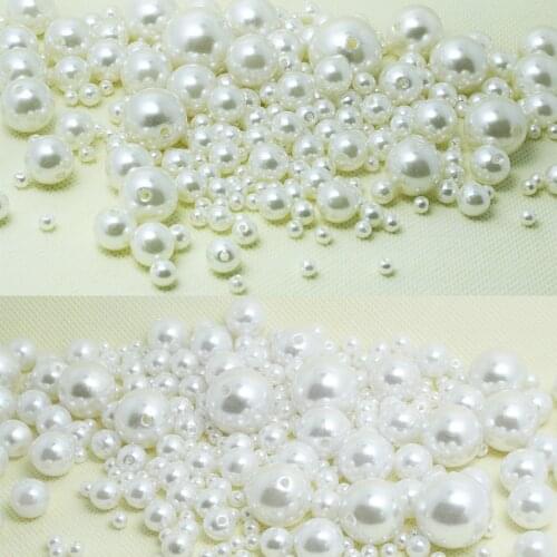 4-20mm Pearl Cabochon Round White Ivoy Pearl Imitation ABS Spacer Beads For Jewelry Making DIY Phone Case Handmade Bracelet