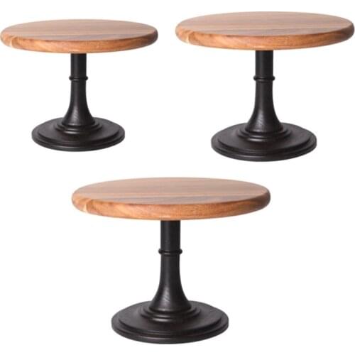 449C Tall Solid Wood Cake Pan Round Pedestal Dessert Table Tray Stand Holder Cupcake