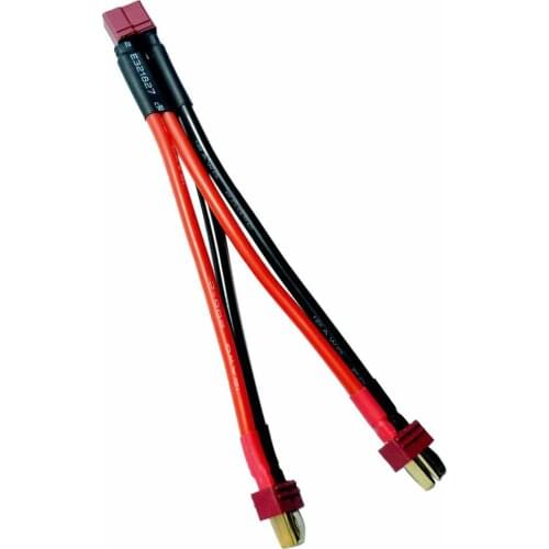Aerops AMASS 15cm T Plug One Female To 2 Male Deans Plug 12AWG Silicone Parallel Transfer Wire Cables for Li-po Battery