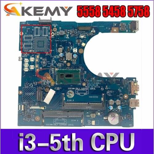 Akemy I3-5015U FOR Dell 5558 5458 5758 Motherboard AAL10 LA-B843P CN-04CN4G 04CN4G 4CN4G Mainboard 100% tested
