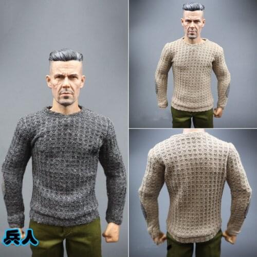 1/6 Scale Male Clothes Accessory Fashion Mens Sweater Long Sleeve T-shirt Black Grey Color for 12" Figure Action Body Model