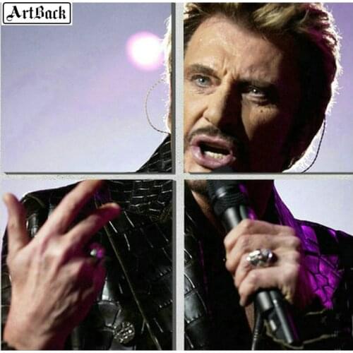 Diamond painting JOHNNY HALLYDAY portrait full 5d square drill French rock singer diamond mosaic sticker decoration