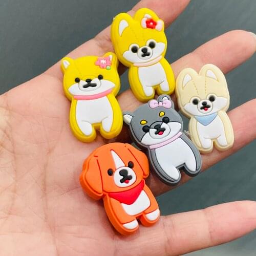 Free Shipping 1Pcs Cartoon Animals Pet Dog Shoe Charms Shoe Decoration Clog Shoe Accessories Girl & Boy Gift Cute Croc Jibz