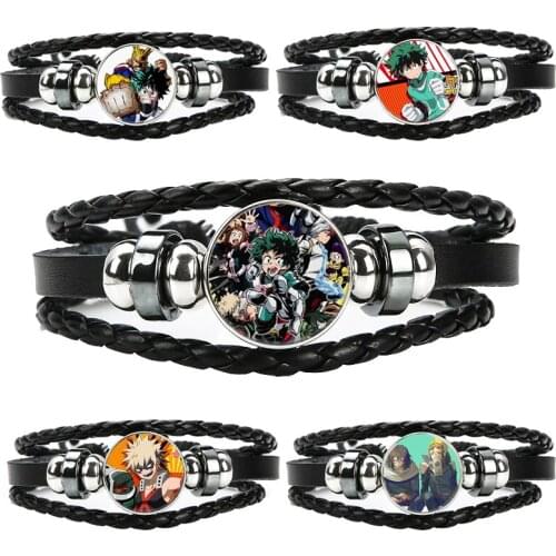 Anime My Hero Academia Bracelet Multilayer Leather Glass Wristband Action Figure Toy for Kid Adult Hobby Collective Cosplay Pros