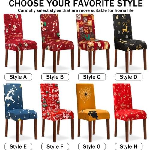 Christmas Halloween Chair Covers Elastic Stretch Universal Size Dining Chair Cover Case for Kitchen Xmas Decoration