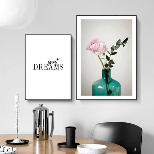 Black And White Sweet Dreams Beautiful Flower And Vase Art Canvas Painting Posters And Prints Wall Pictures For Living Room TB93