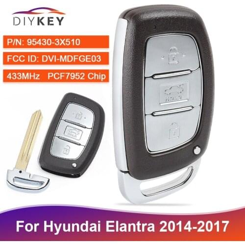 DIYKEY 95430-3X510 433MHz PCF7952 Keyless for Hyundai Elantra 2014 2015 2016 2017 Car Remote Smart Key Fob 3 Button DVI-MDFGE03